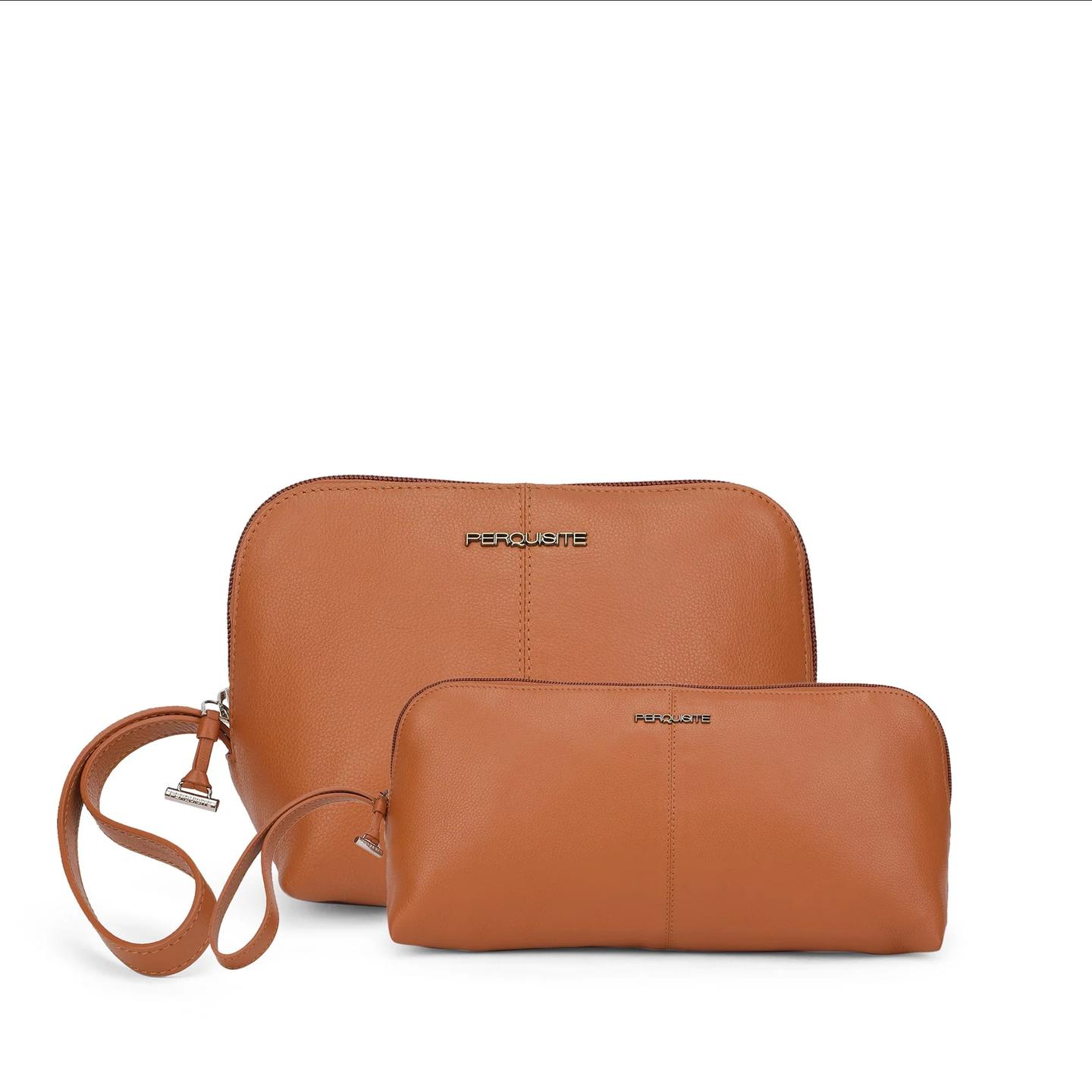 Perquisite Timeless Traveler Hermes Tan Cosmetic Bag (Set of 2)